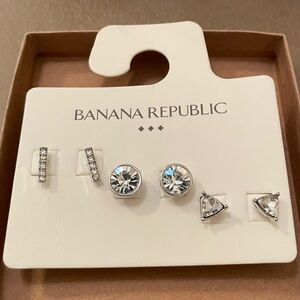 3 pairs silver tone and rhinestone earrings